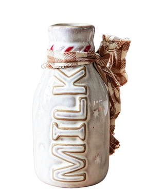 复古做旧MILK浮雕陶瓷牛奶瓶