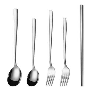 316不锈钢勺子叉子个人专用食品级加厚长柄汤勺家用筷子勺子套装