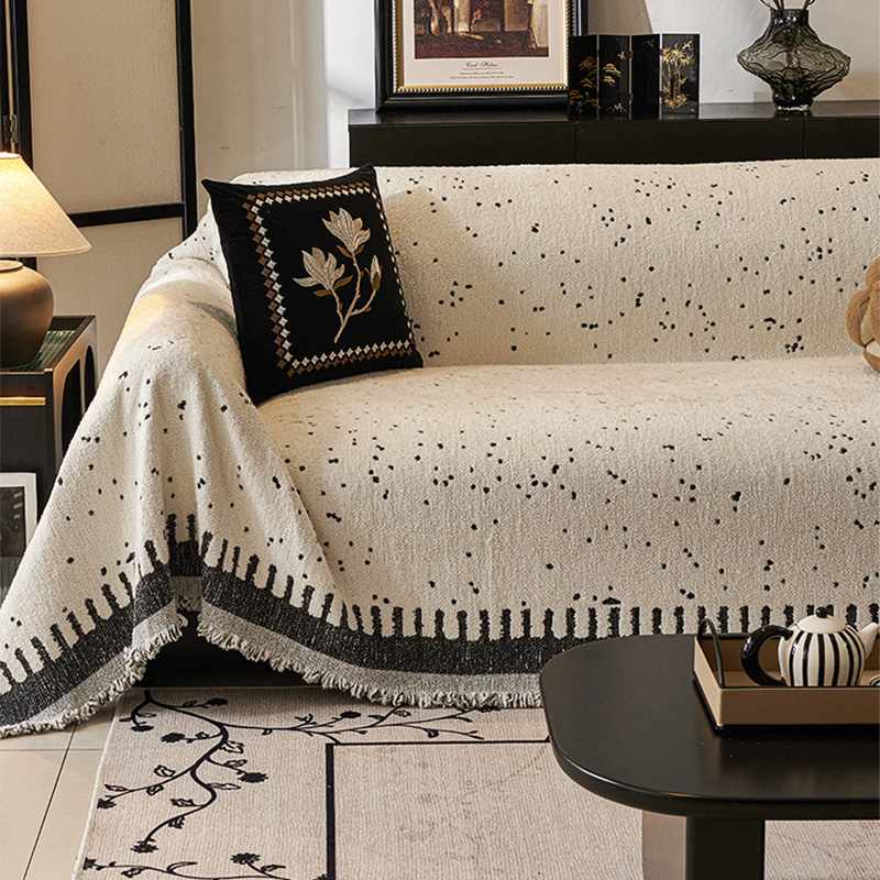 冬季毛绒沙发巾一整张全盖布罩轻加厚感奢风秋冬高级沙发套盖奶油