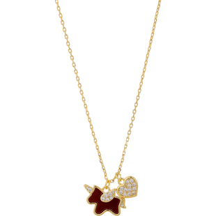 红色小马满钻爱心吊坠项链女高级感轻奢小众2026本命年毛衣链配饰