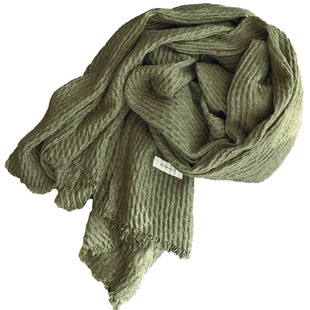 巨柔软素色棉麻围巾女秋冬薄款文艺范复古保暖围脖丝巾披肩纯色