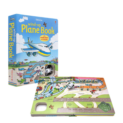 英文原版绘本Usborne Wind-Up Plane Book发条小飞机大开益智玩具书籍三条轨道亲子玩乐纸板操作Usborne系列环游世界探险之旅