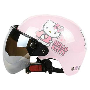 台湾EVO爱心粉电动摩托车儿童头盔男女宝宝小孩防紫外线夏盔