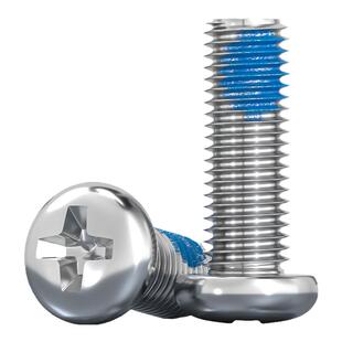 304不锈钢圆头十字点胶防松防脱落涂蓝胶防震盘头螺丝钉M1-M10 mm