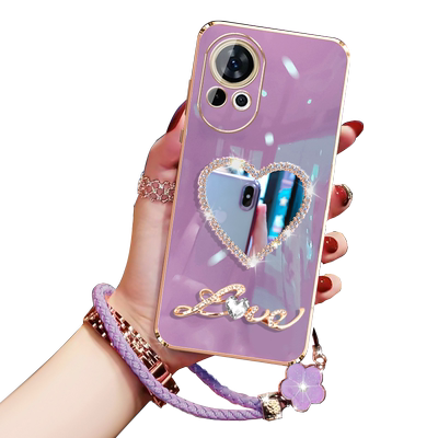 华为Nova12硅胶手机壳潮流带镜子