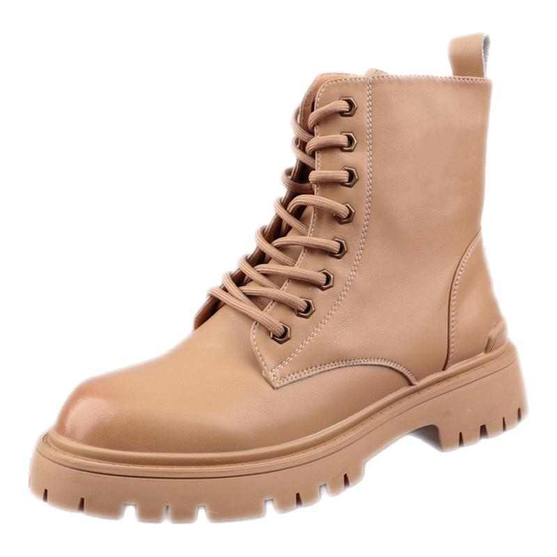 英伦圆头中跟防水台短筒马丁靴