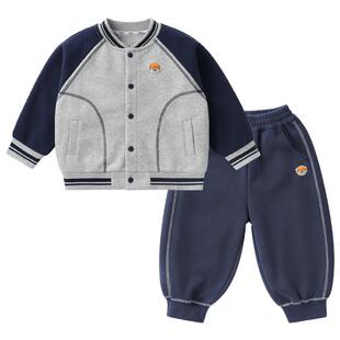 右欧儿童棒球服外套运动裤两件套男童女童学院套装春秋季新款童装