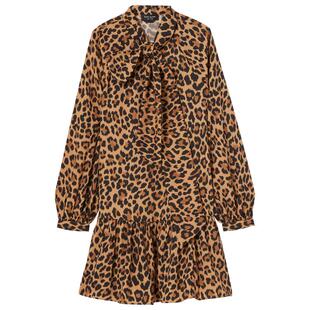 【礼物】kate spade ks 豹纹蝴蝶结领结连衣裙