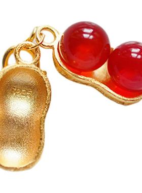 衣锦媚行 925银镀金镶玛瑙花生吊坠气质项链配饰新中式国风搭配女