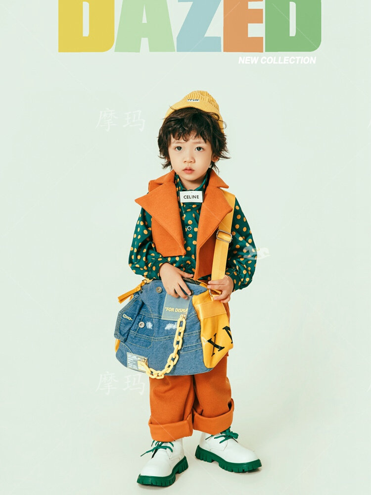 男童走秀潮服影楼拍照艺术照写真照潮童模卡t台模特儿童摄影服装