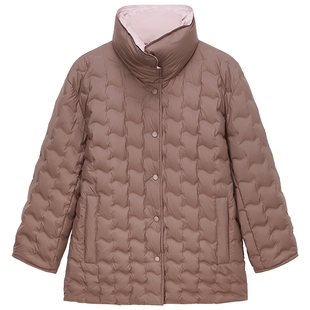 【特享折扣】OCHIRLY欧时力 哑光压花两面穿中长款羽绒服外套25冬