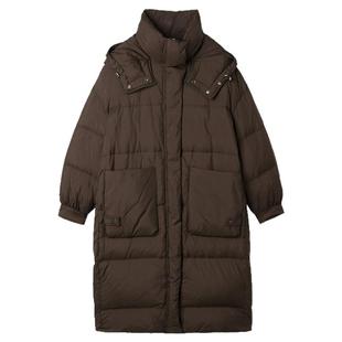 2025年冬Outlets正品 高端YR系列轻柔保暖加长款鸭绒连帽羽绒服女