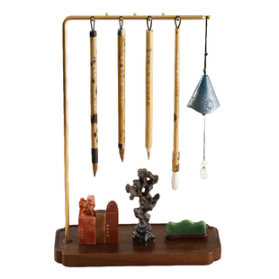 相思海棠笔挂毛笔架送礼装饰品实木创意新中式书法用木器文房四宝摆件挂笔办公用品