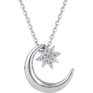 周六福星月银项链女S925银吊坠链坠百搭锁骨链本命年礼物