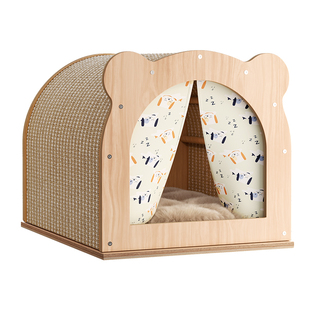 实木剑麻猫抓板窝耐磨不掉屑猫窝猫抓板一体四季通用超大号猫抓窝