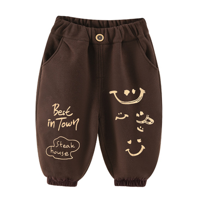 男童裤子秋冬款儿童一体绒卫裤