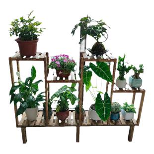 实木花架花架子高低脚室内客厅多层收纳架阳台花架实木置物架花架