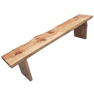 北欧实木自然边长条凳休息区坐凳复古床尾凳轻奢网红原木长凳餐椅