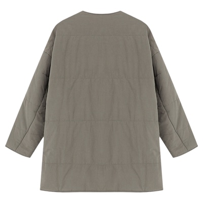 Basic House/百家好圆领撞色棉服女2024冬新款正反两面穿宽松外套