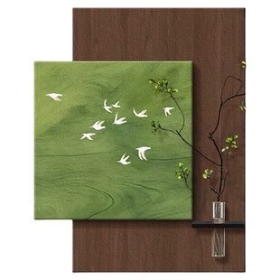 水培绿植玄关装饰画中古风入户走廊过道客厅沙发背景墙挂画灯光画