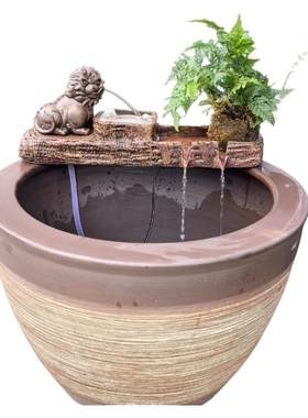 古法养鱼生态缸循环过滤流水摆件