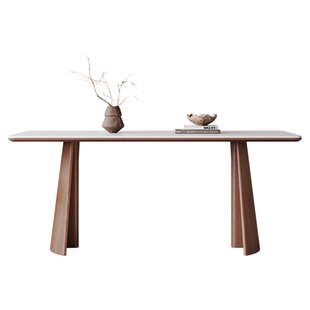 中古风实木餐桌2026新款客厅侘寂家用小户型高端意式白色岩板餐桌