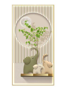 禧万鸿进门玄关灯画奶油风装饰画