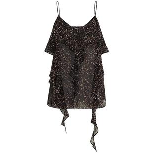 COCOBELLA时尚女人味荷叶雪纺吊带设计感内搭外穿豹纹背心VT3032