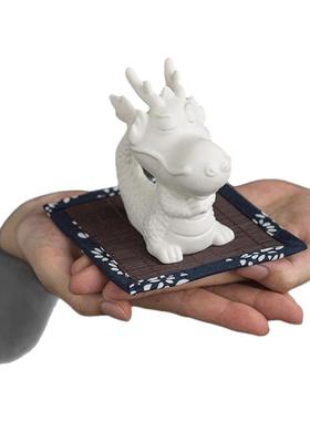 紫泉涧茶宠摆件十二生肖白瓷龙