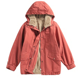 冬装连帽加绒派克服女款韩版小个子夹绒加厚棉衣宽松百搭棉服外套
