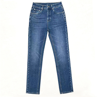 四面弹力复古高个子加长烟管裤显瘦直筒裤烟黑色牛仔裤高腰锥型裤