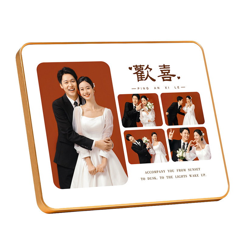 婴儿儿童照片定制摆台全家福高级感水晶宫格相框摆件结婚照片挂墙