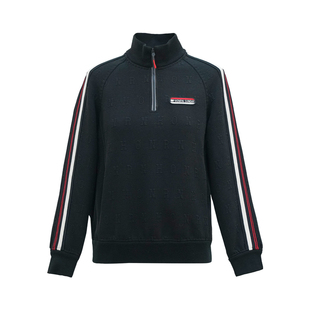 HONRN/红人修身黑色短款立领长袖套头卫衣上衣女款秋冬HI55SY177