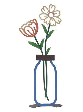 铁艺2D花瓶平面彩印简约插花摆台