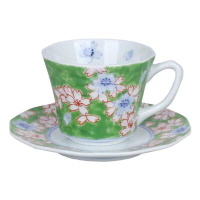 日本有田烧樱花陶瓷咖啡杯碟
