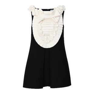 【孟子义同款】lefame拉飞姆春季新款裱花奶油露肩无袖连衣裙