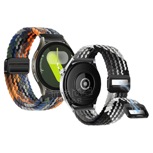适用三星Galaxy watch8classic手表带7/6磁吸扣ultra编织回环腕表带5pro女生4classic智能运动gear尼龙S3透气