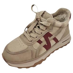 加绒高帮女鞋冬季棉鞋加厚保暖舒适防滑软底板鞋百搭休闲鞋雪地靴