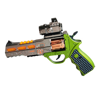 儿童声光玩具枪扣动一次响一次男孩左轮小抢2-5岁宝宝耐摔投影枪