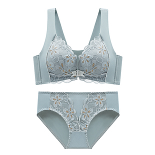 蕾丝美背前扣内衣女小胸聚拢内裤套装性感无痕背心式文胸2024新款