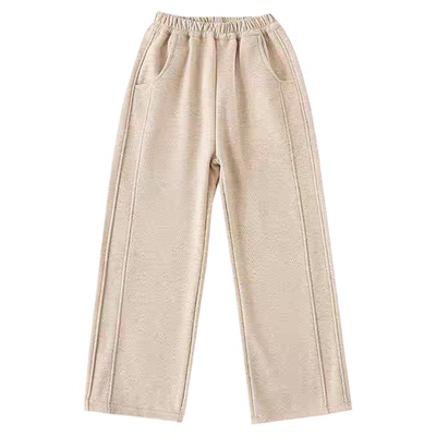 女童秋冬款休闲裤加绒直筒阔腿裤