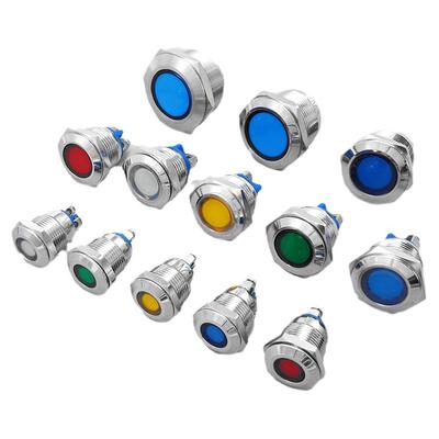 金属信号指示灯螺丝脚3V5V6V12V24V36V红绿12/16/19/22/25mm