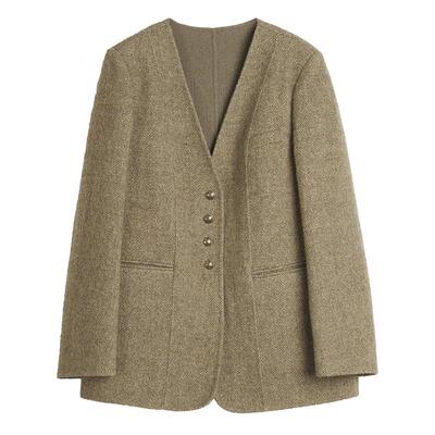 绵羊毛混纺西装毛呢大衣ELLE