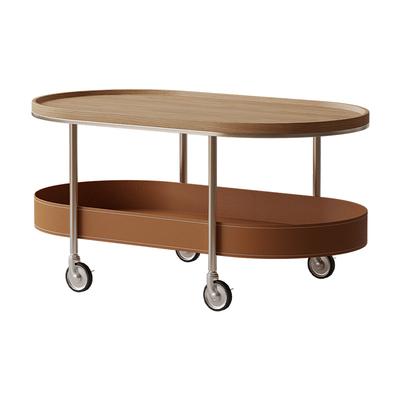 耶特可移动不锈钢马鞍皮小茶几