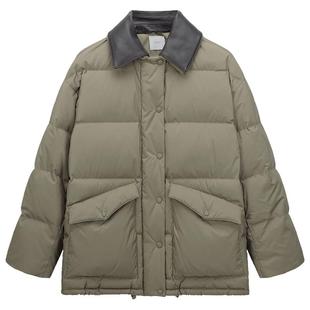 【季末折扣】OCHIRLY欧时力巴恩风可拆皮领中长羽绒外套25冬