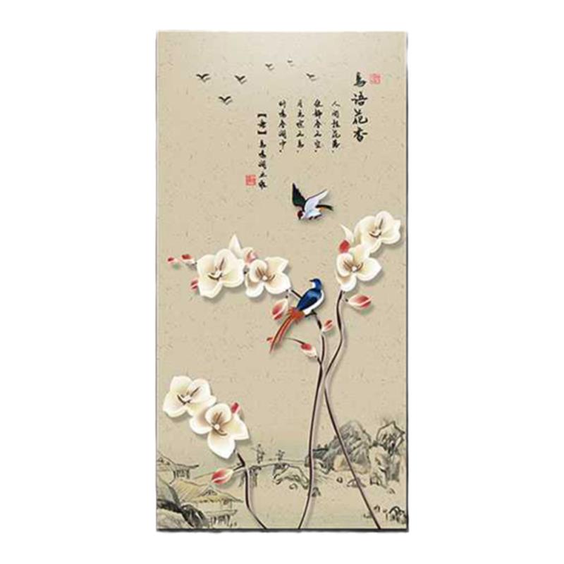 鸟语花香花鸟诗词寓意新中式玄关装饰画客厅走廊过道背景墙挂画