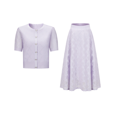 CHICHY洋气菱格提花针织套装裙