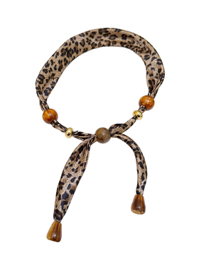 美拉德豹纹丝巾项链女