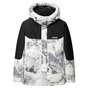 雪中飞2026新款秋冬男士短款鹅绒羽绒服拼接印花保暖韩版时尚韩版