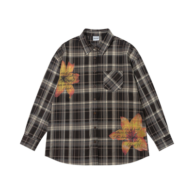 iSaluteU 复古格子衬衫春秋潮流宽松舒适长袖衬衣外套男女款